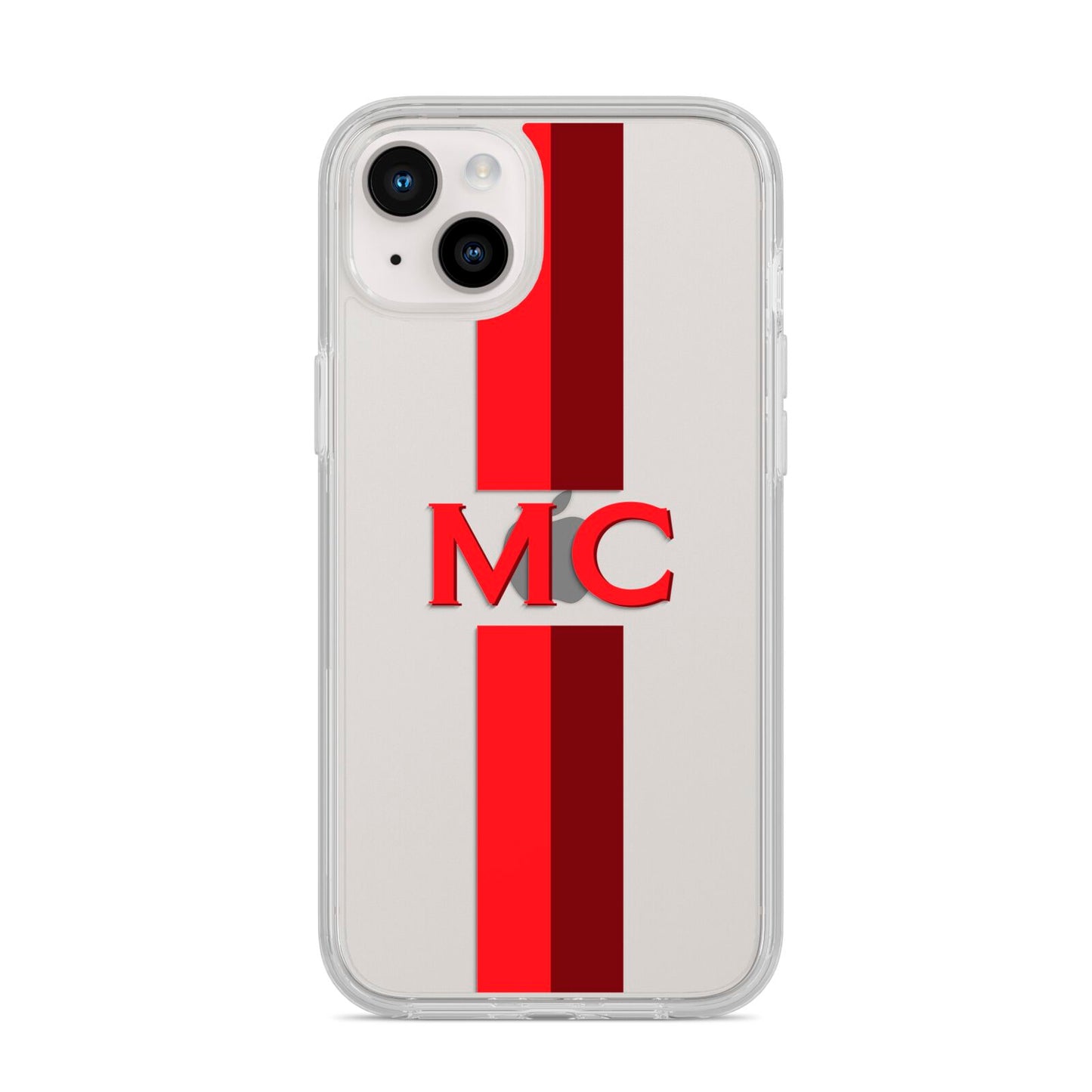 Personalised Transparent Red Bordeaux Stripe iPhone 14 Plus Clear Tough Case Starlight