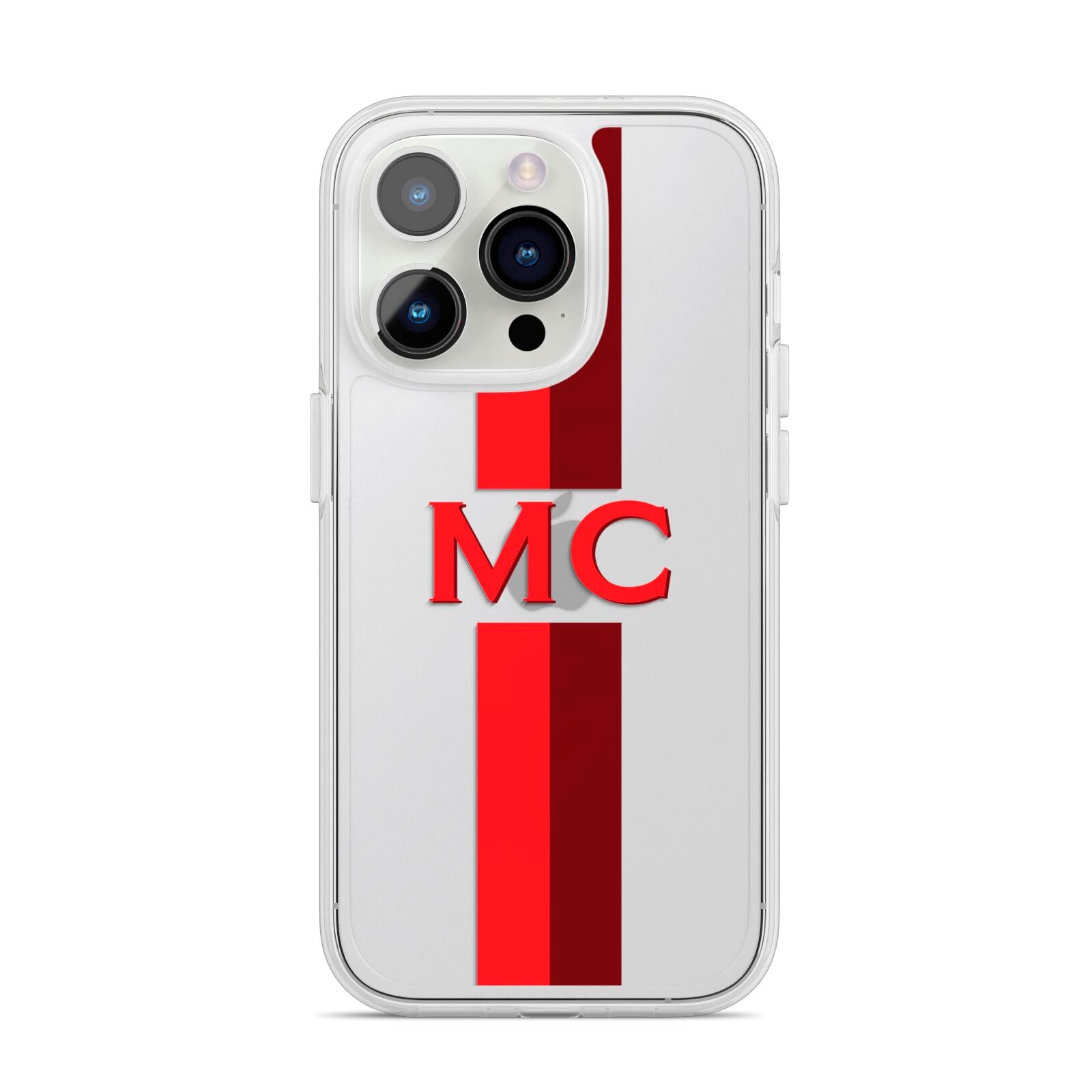 Personalised Transparent Red Bordeaux Stripe iPhone 14 Pro Clear Tough Case Silver