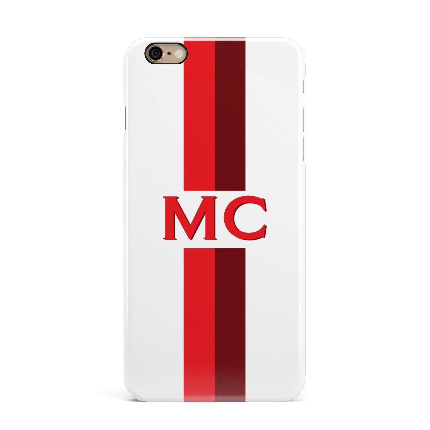 Personalised Transparent Red Bordeaux Stripe iPhone 6 Plus 3D Snap Case on Gold Phone