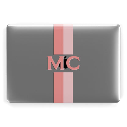 Personalised Transparent Striped Coral Pink Apple MacBook Case
