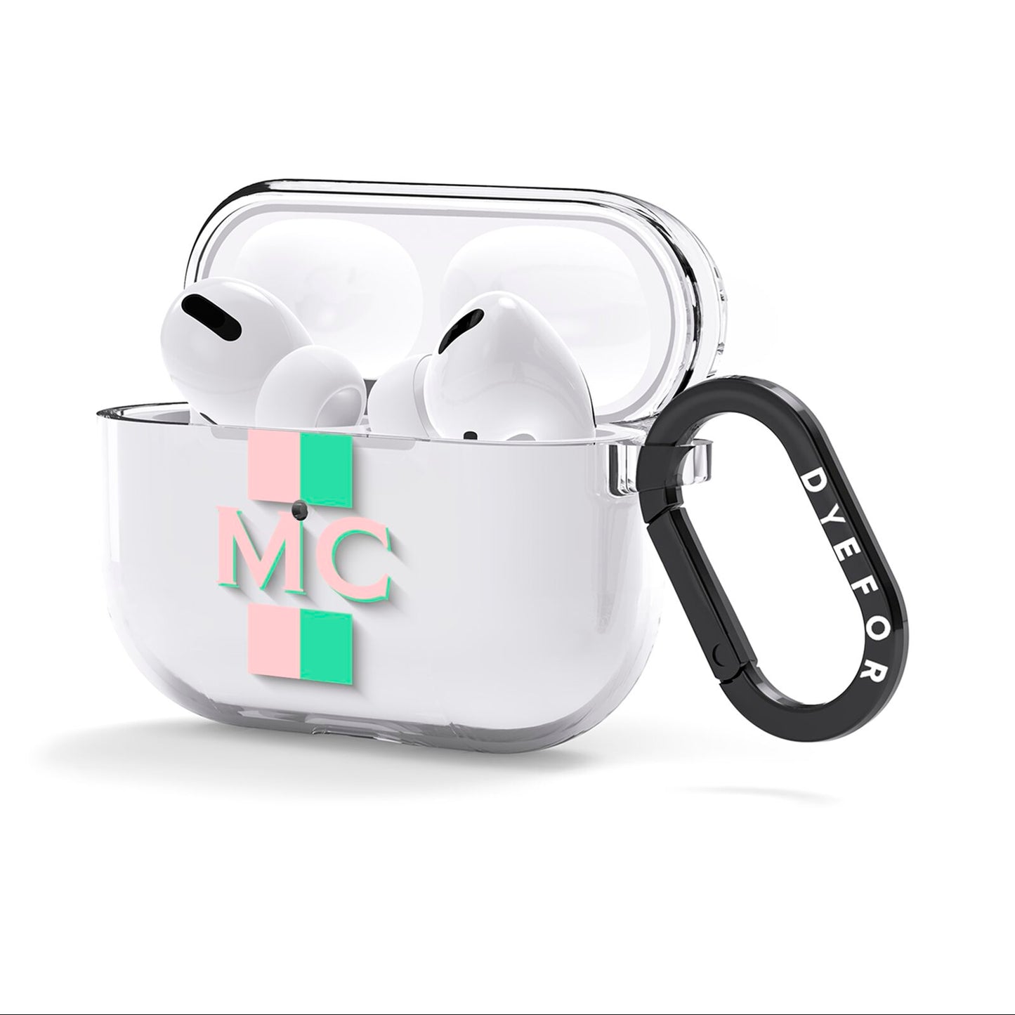 Personalised Transparent Striped Pink Green AirPods Clear Case 3rd Gen Side Image