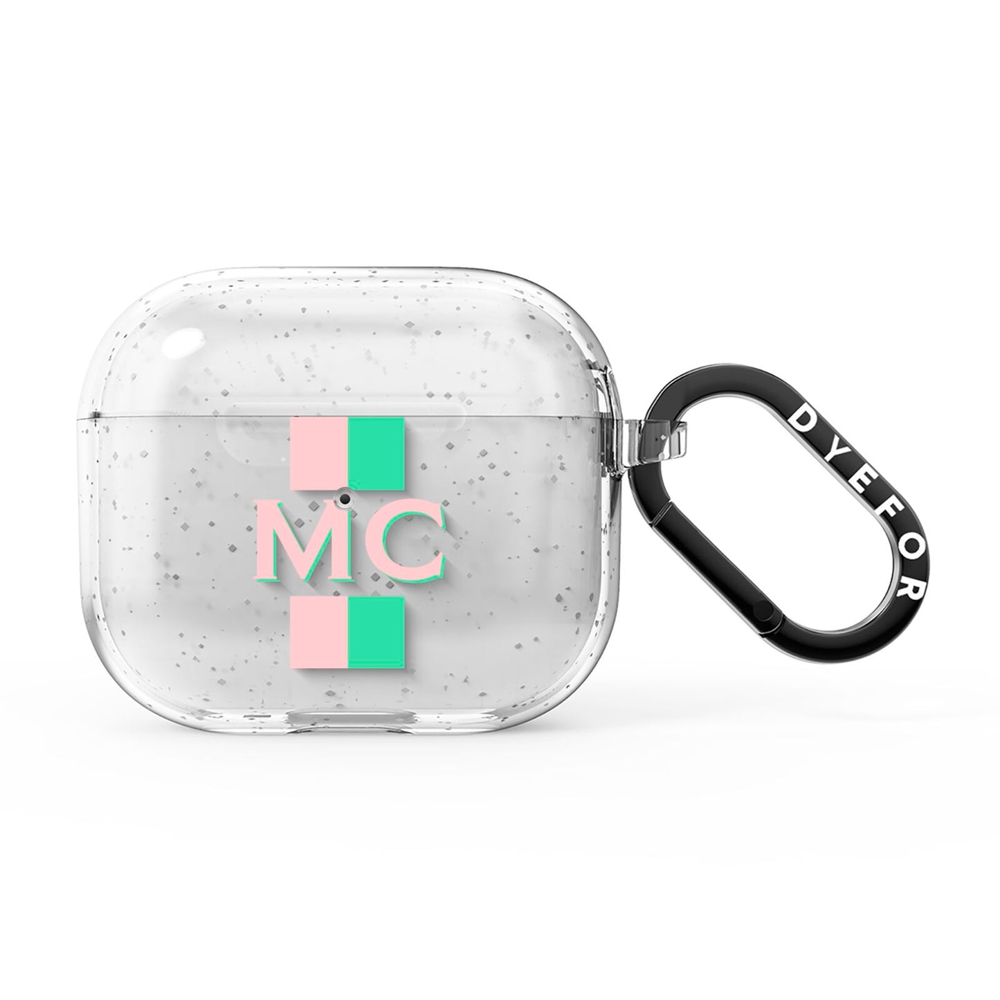 Personalised Transparent Striped Pink Green AirPods Glitter Case 3rd Gen