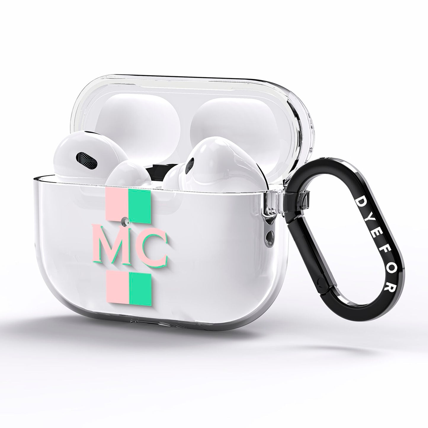 Personalised Transparent Striped Pink Green AirPods Pro Clear Case Side Image