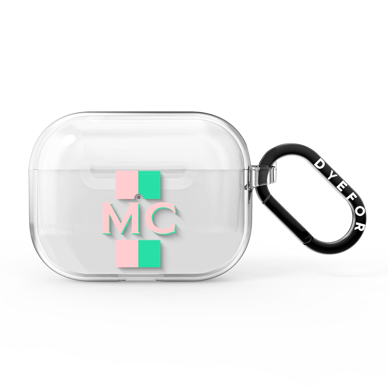 Personalised Transparent Striped Pink Green AirPods Pro Clear Case