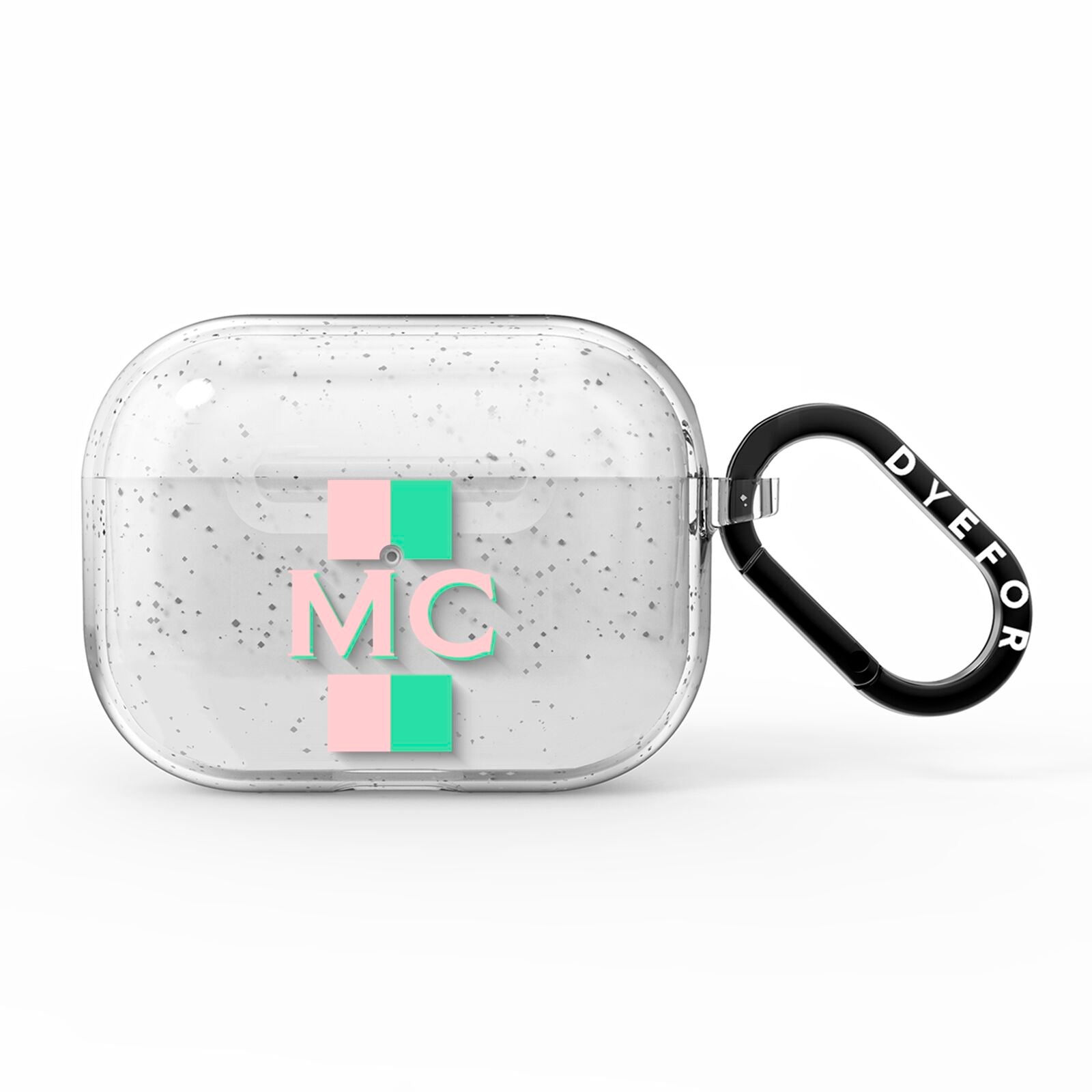 Personalised Transparent Striped Pink Green AirPods Pro Glitter Case