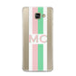 Personalised Transparent Striped Pink Green Samsung Galaxy A3 2016 Case on gold phone