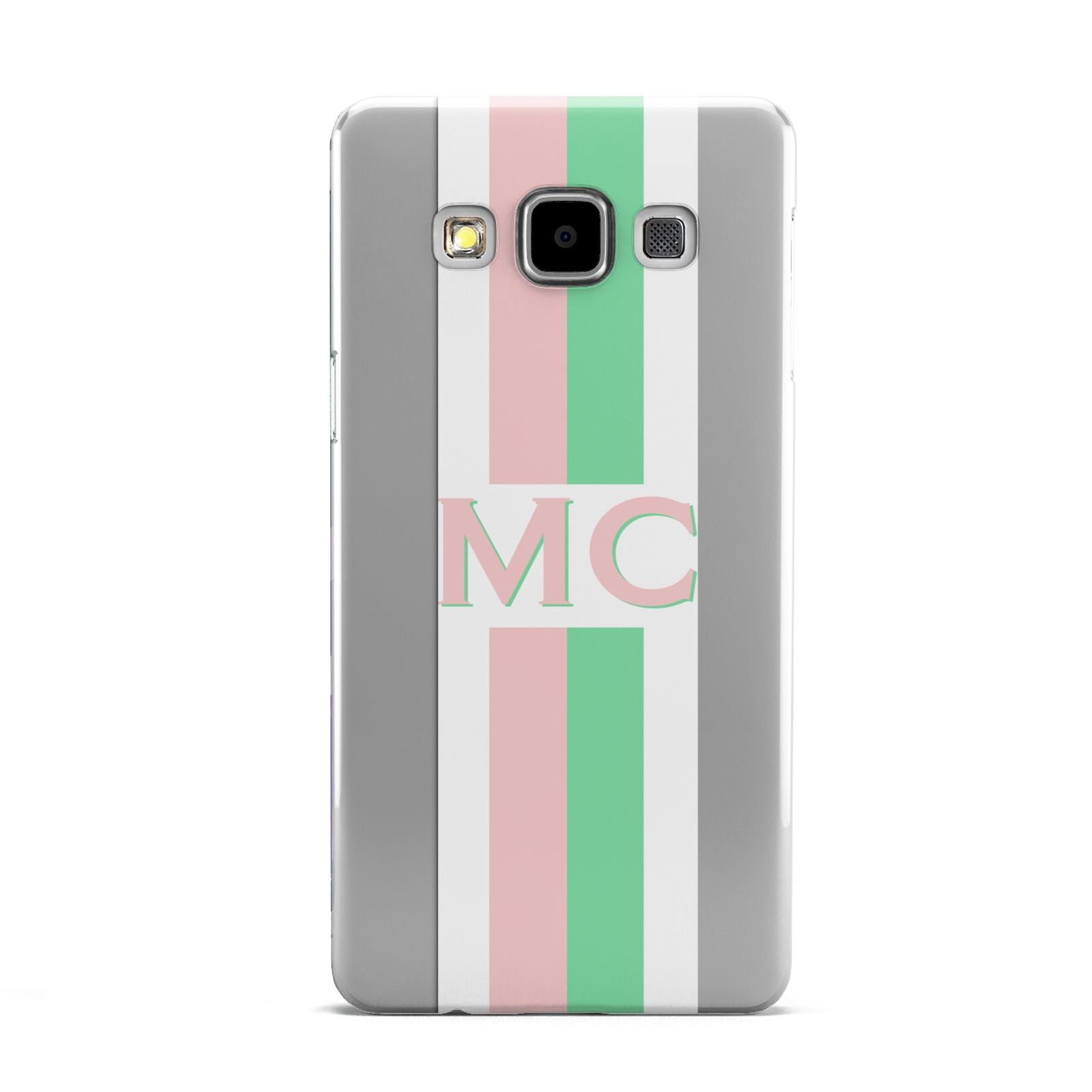 Personalised Transparent Striped Pink Green Samsung Galaxy A5 Case