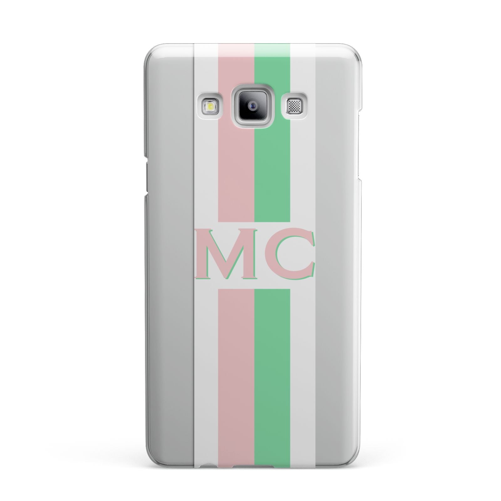 Personalised Transparent Striped Pink Green Samsung Galaxy A7 2015 Case