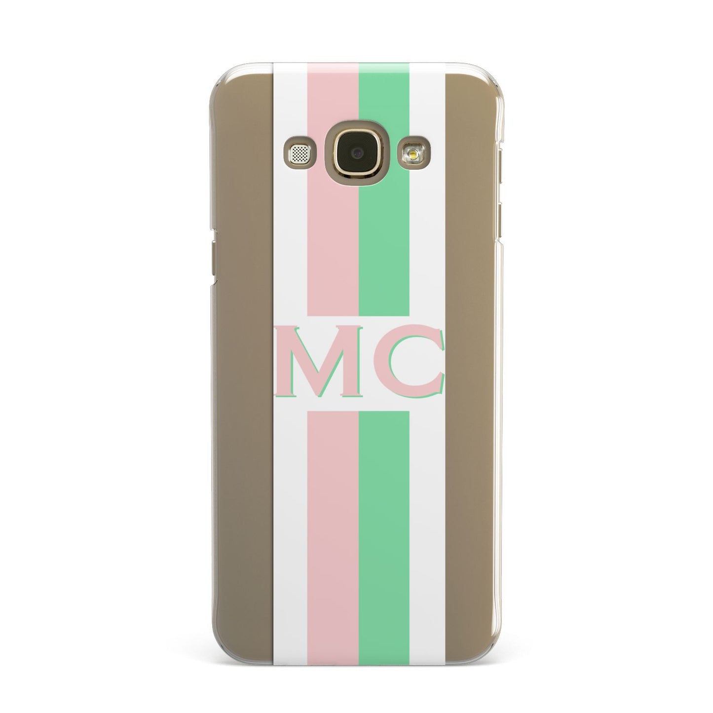 Personalised Transparent Striped Pink Green Samsung Galaxy A8 Case