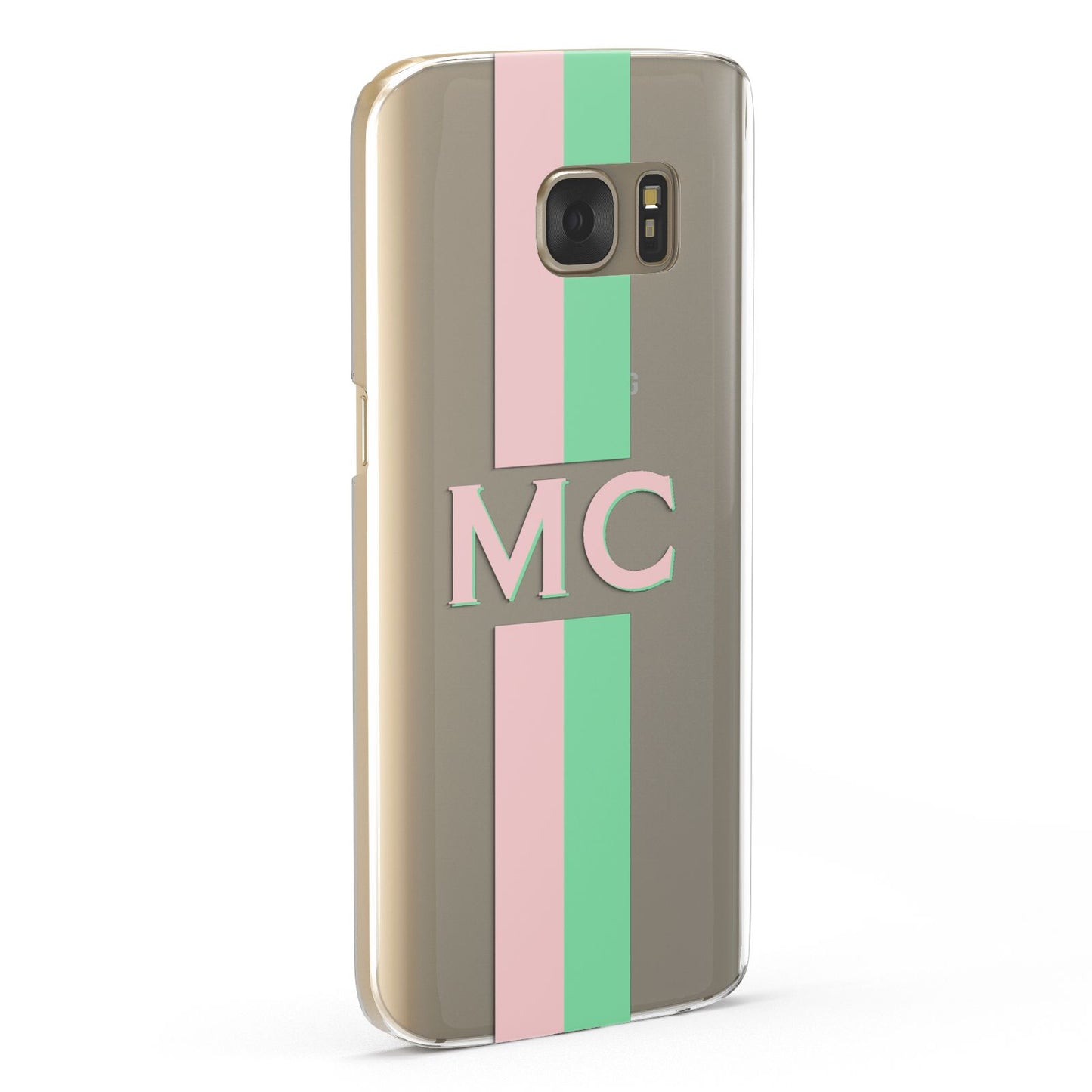 Personalised Transparent Striped Pink Green Samsung Galaxy Case Fourty Five Degrees