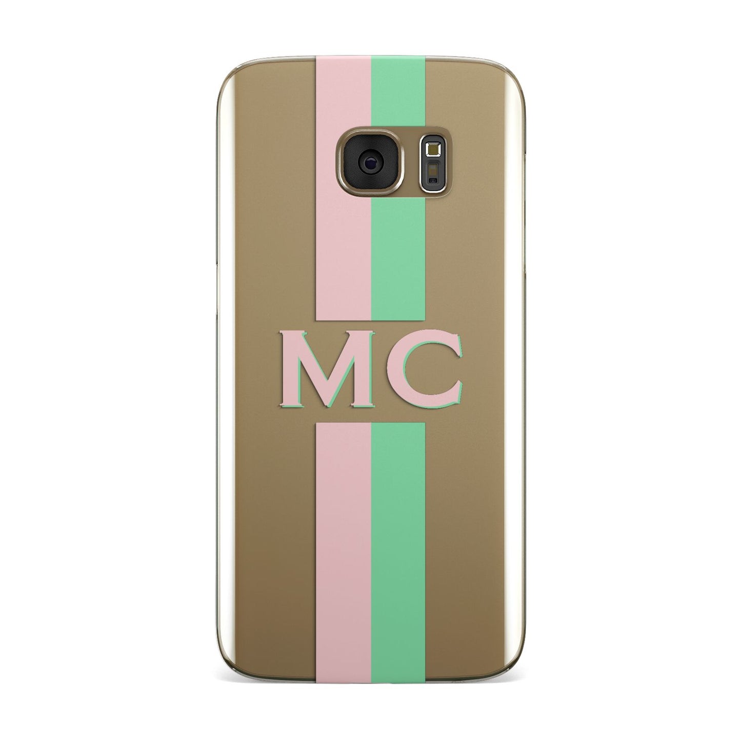 Personalised Transparent Striped Pink Green Samsung Galaxy Case
