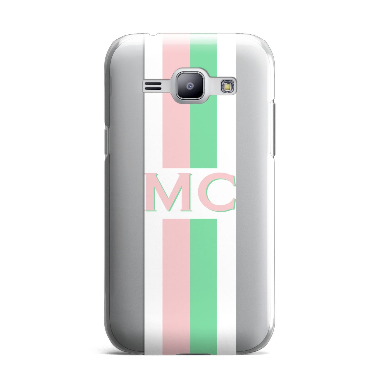 Personalised Transparent Striped Pink Green Samsung Galaxy J1 2015 Case