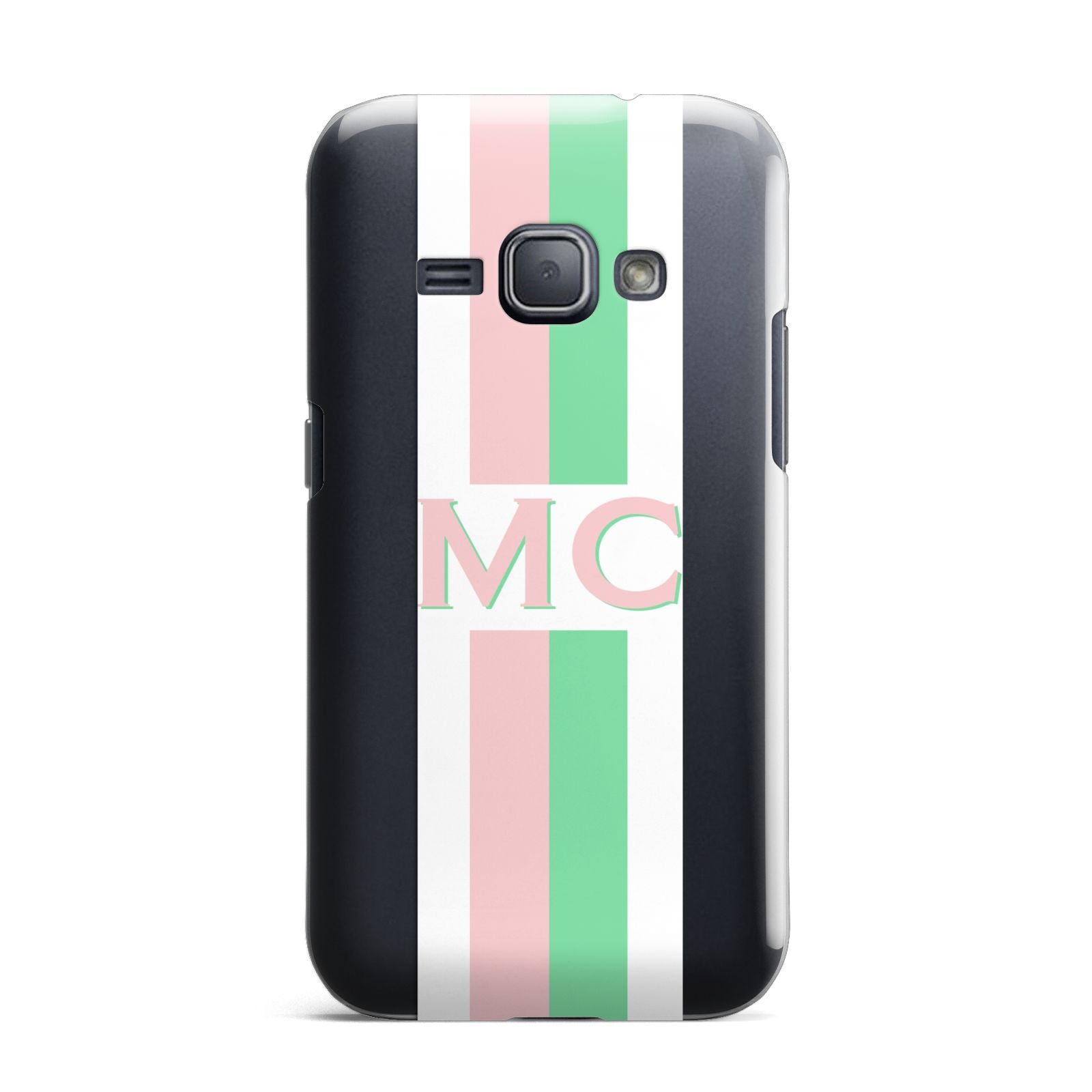 Personalised Transparent Striped Pink Green Samsung Galaxy J1 2016 Case