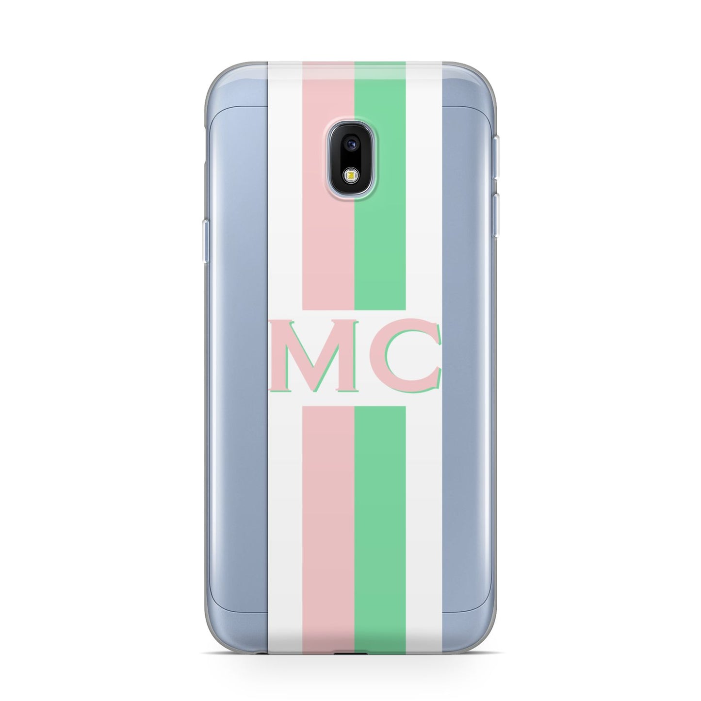 Personalised Transparent Striped Pink Green Samsung Galaxy J3 2017 Case