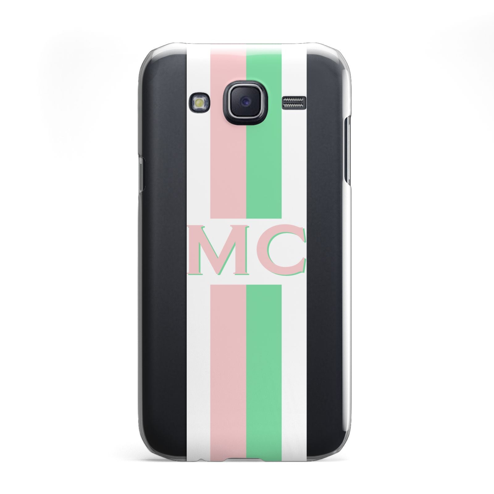 Personalised Transparent Striped Pink Green Samsung Galaxy J5 Case