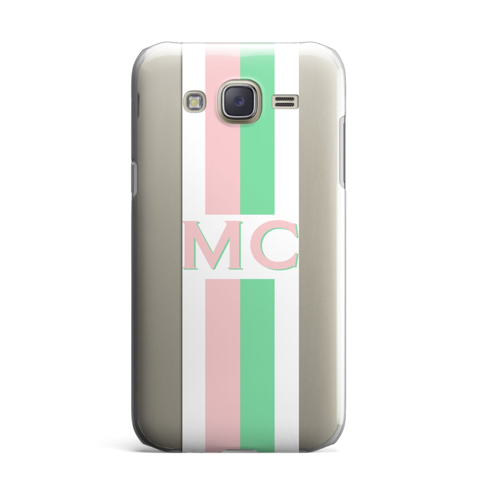 Personalised Transparent Striped Pink Green Samsung Galaxy J7 Case