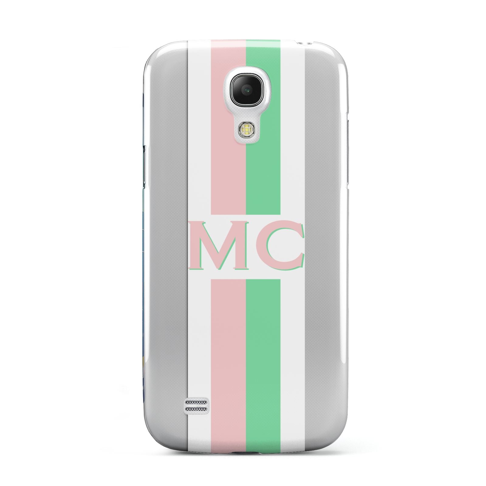 Personalised Transparent Striped Pink Green Samsung Galaxy S4 Mini Case