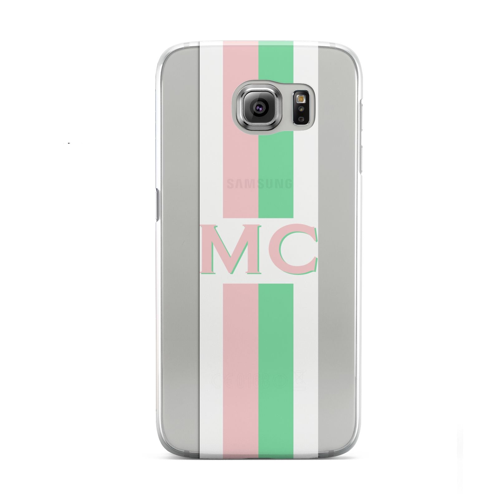 Personalised Transparent Striped Pink Green Samsung Galaxy S6 Case