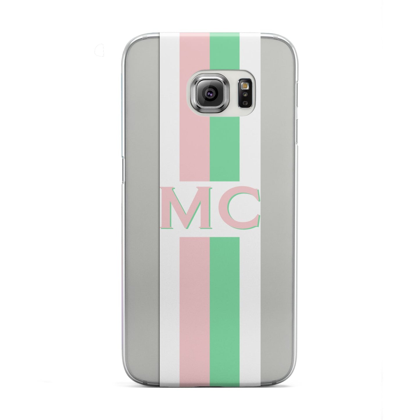 Personalised Transparent Striped Pink Green Samsung Galaxy S6 Edge Case