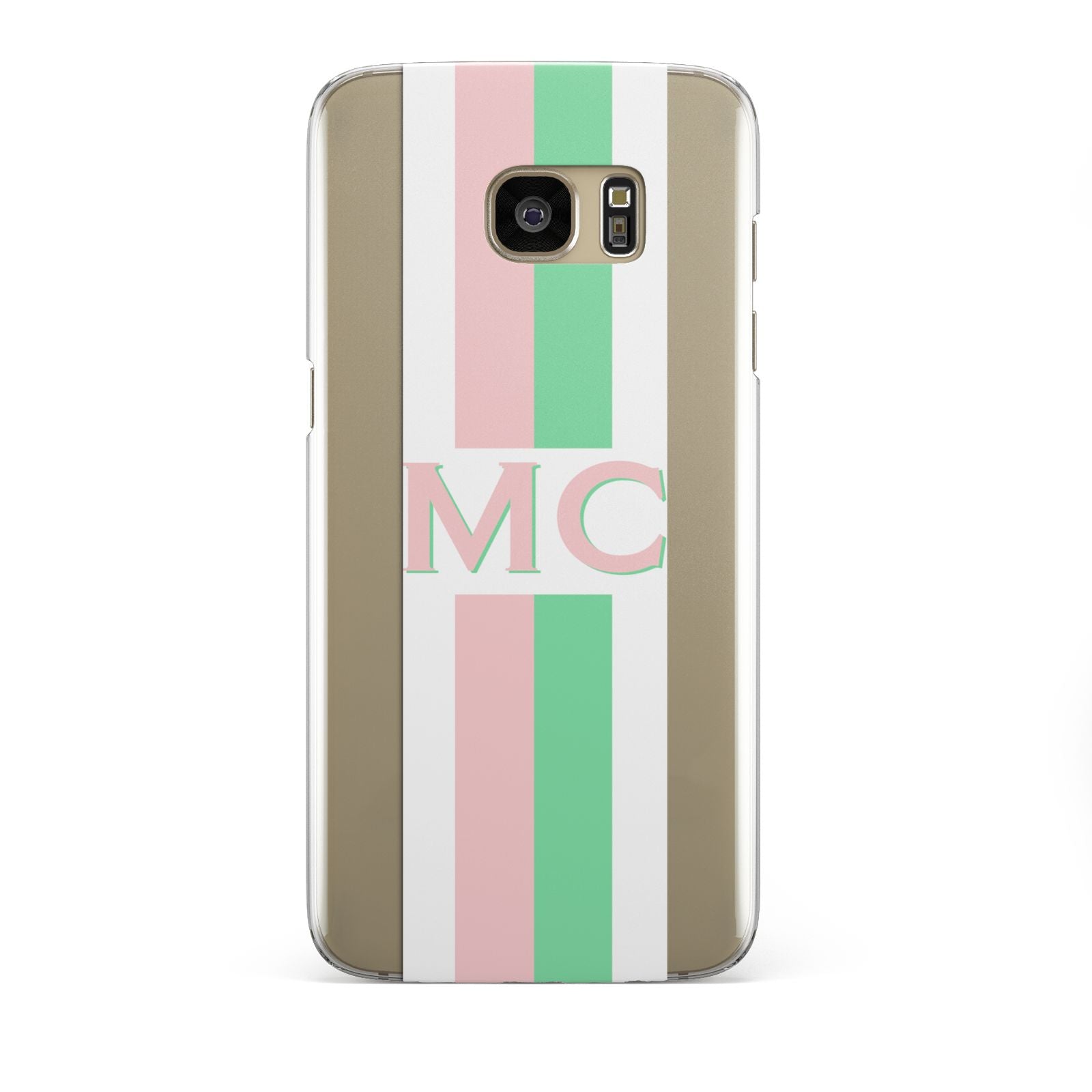 Personalised Transparent Striped Pink Green Samsung Galaxy S7 Edge Case