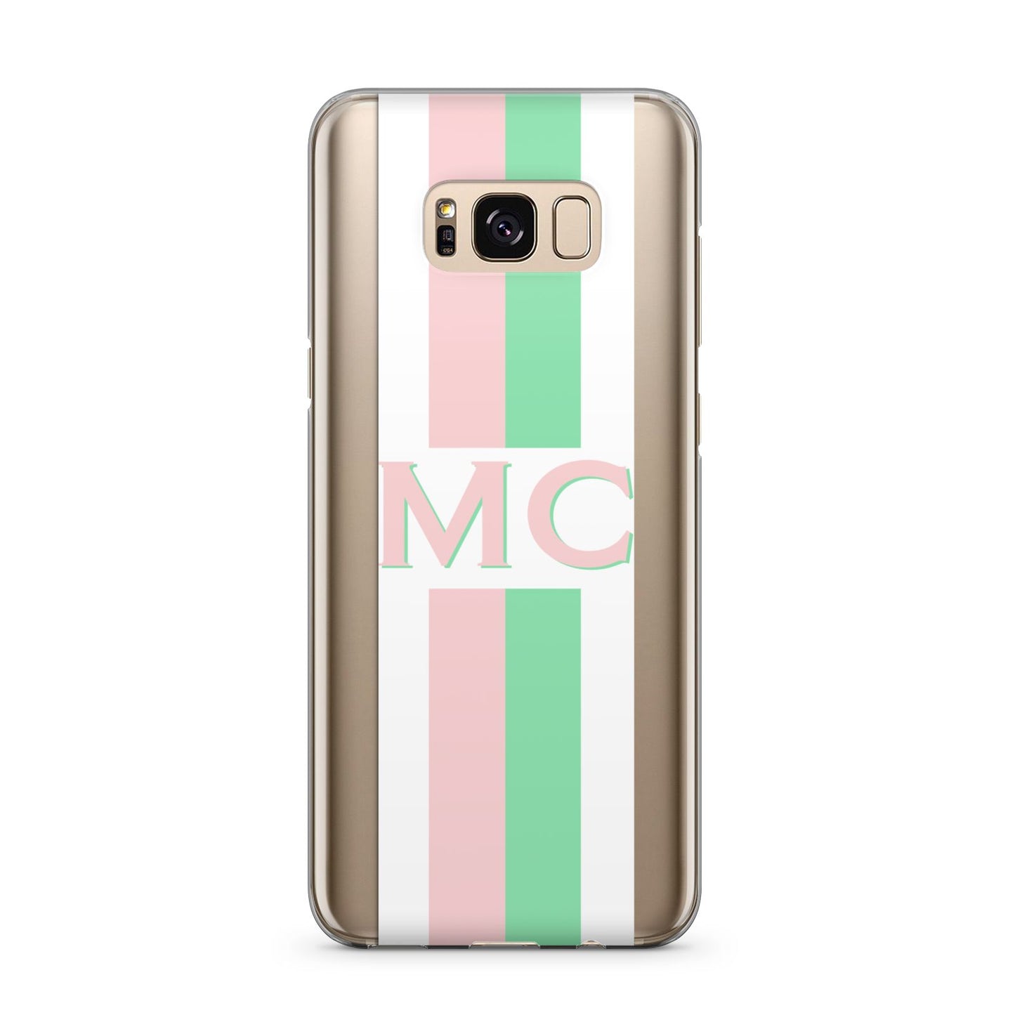 Personalised Transparent Striped Pink Green Samsung Galaxy S8 Plus Case