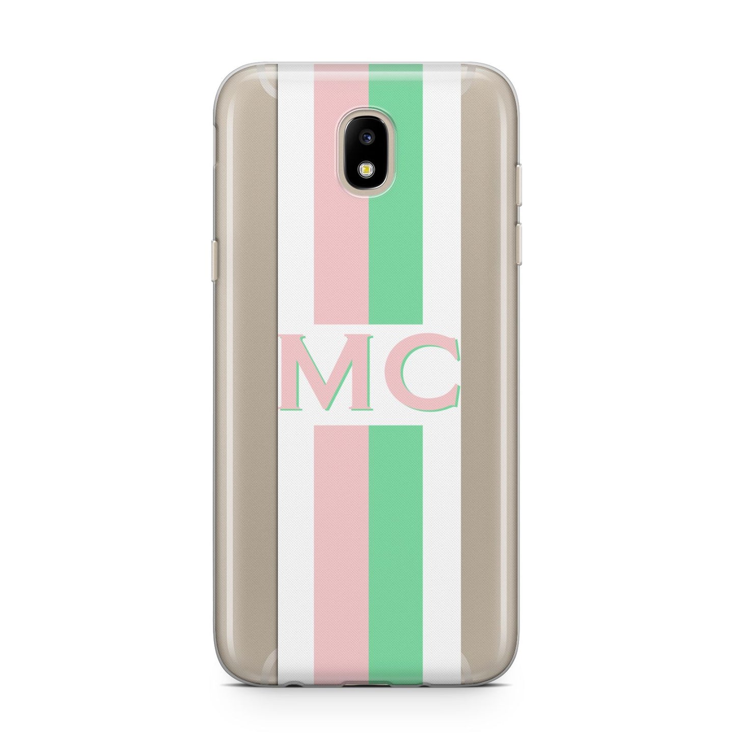 Personalised Transparent Striped Pink Green Samsung J5 2017 Case