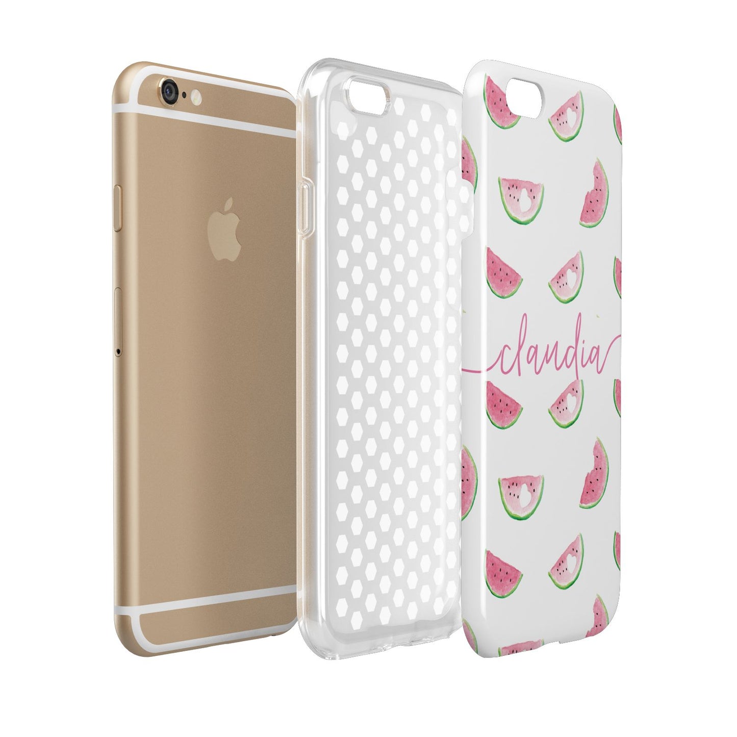 Personalised Transparent Watermelon Apple iPhone 6 3D Tough Case Expanded view