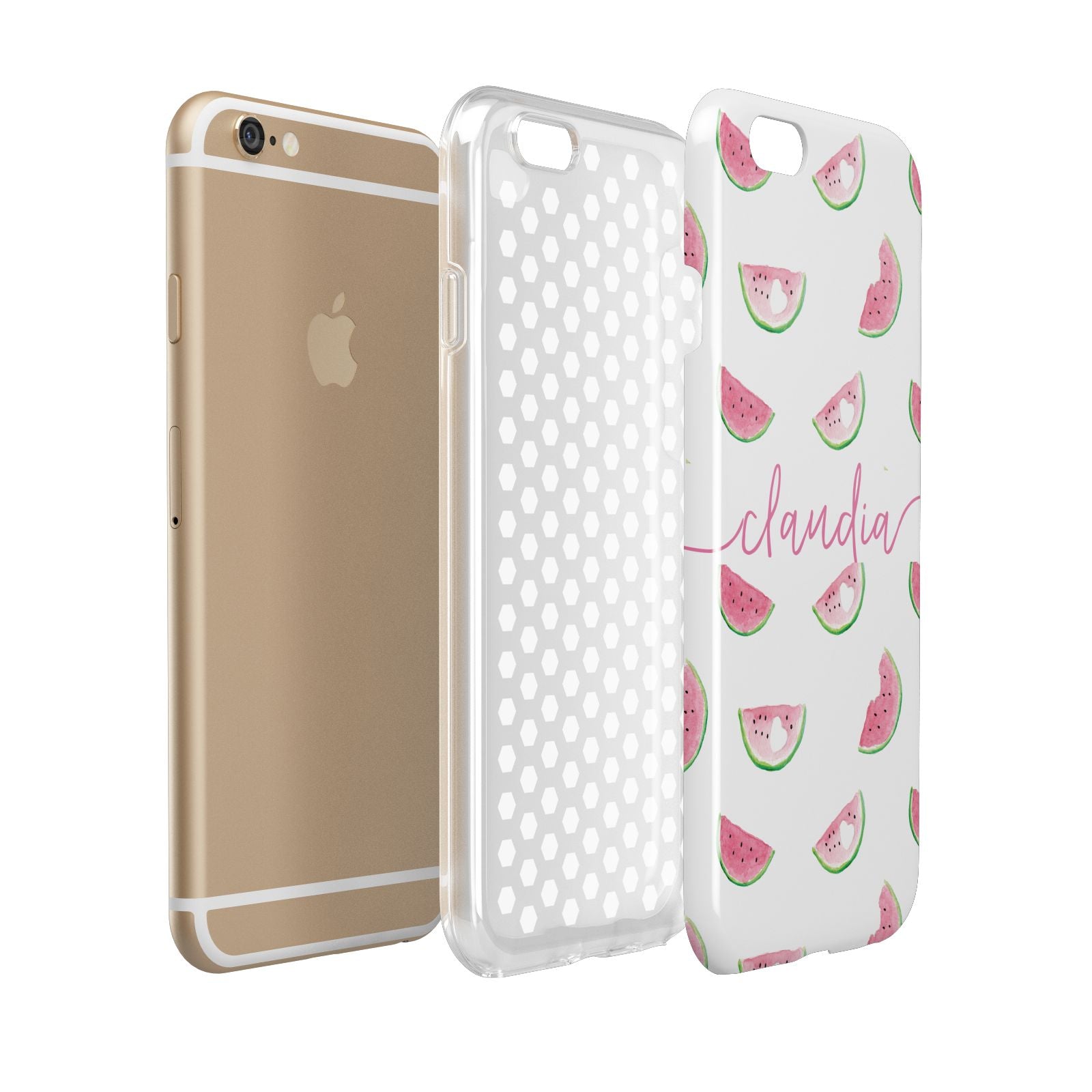 Personalised Transparent Watermelon Apple iPhone 6 3D Tough Case Expanded view