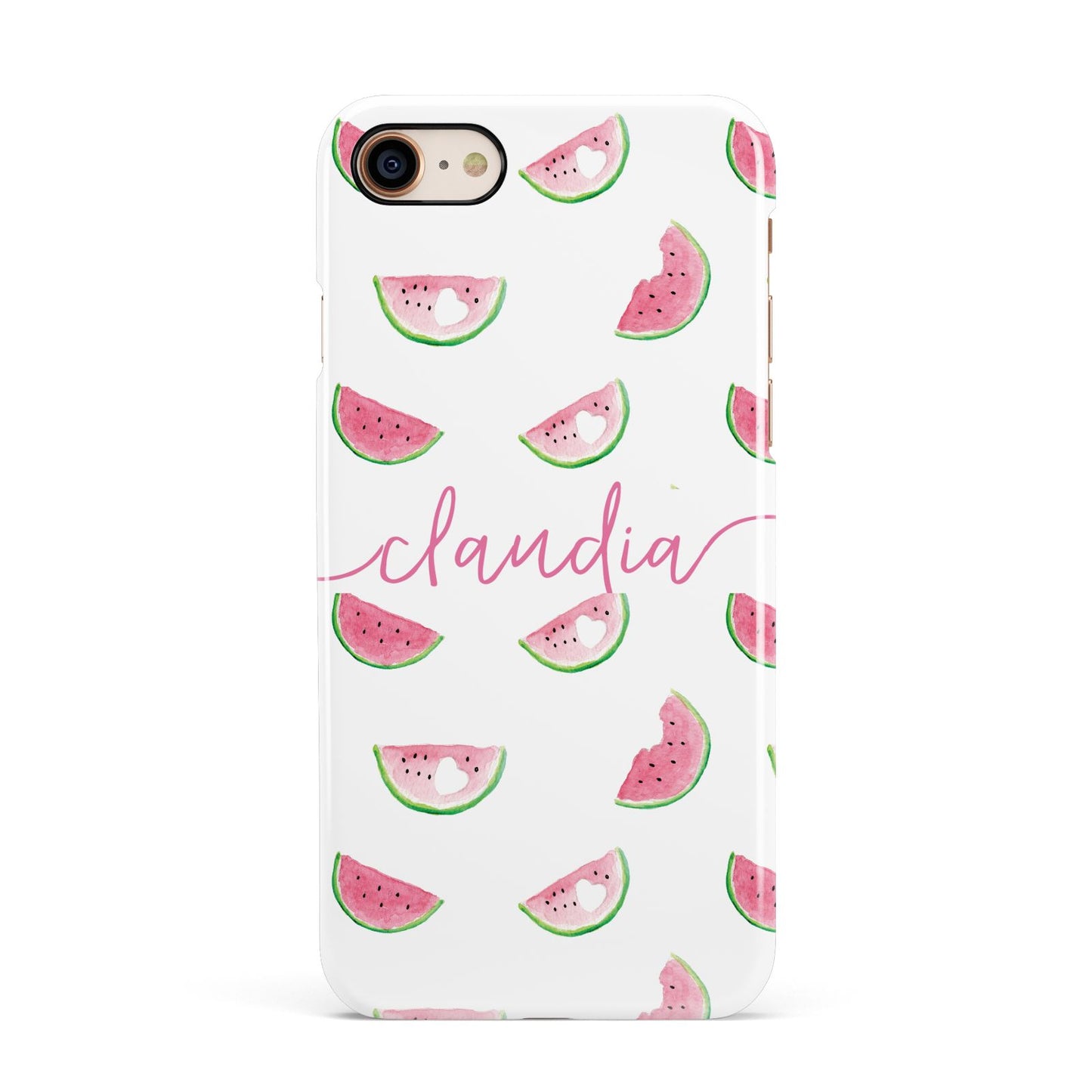 Personalised Transparent Watermelon Apple iPhone 7 8 3D Snap Case