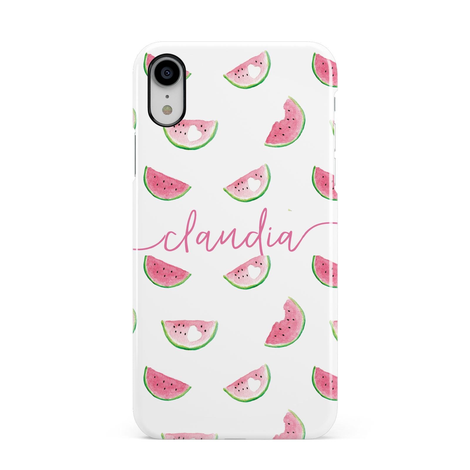 Personalised Transparent Watermelon Apple iPhone XR White 3D Snap Case