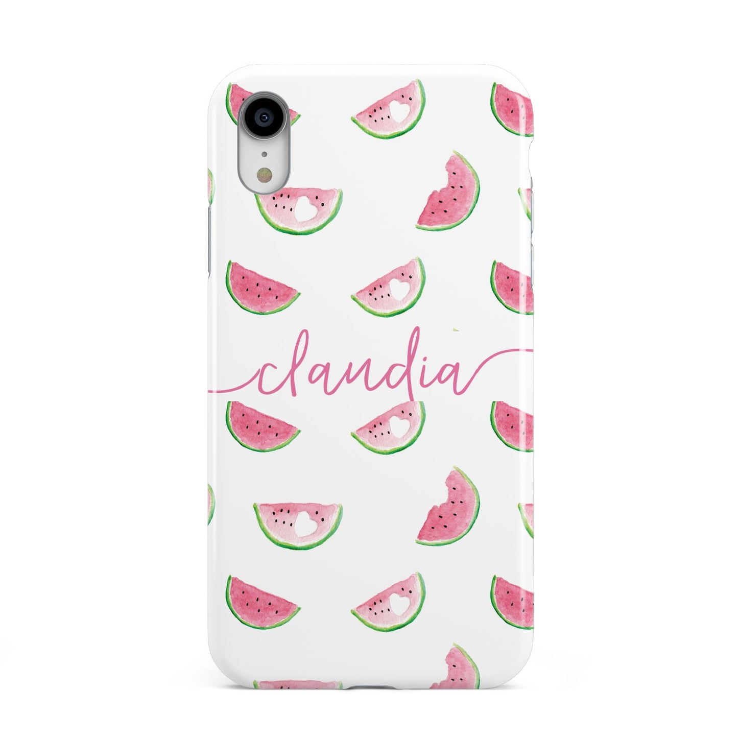 Personalised Transparent Watermelon Apple iPhone XR White 3D Tough Case