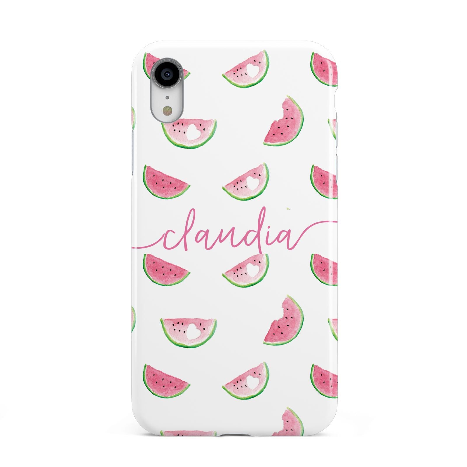 Personalised Transparent Watermelon Apple iPhone XR White 3D Tough Case