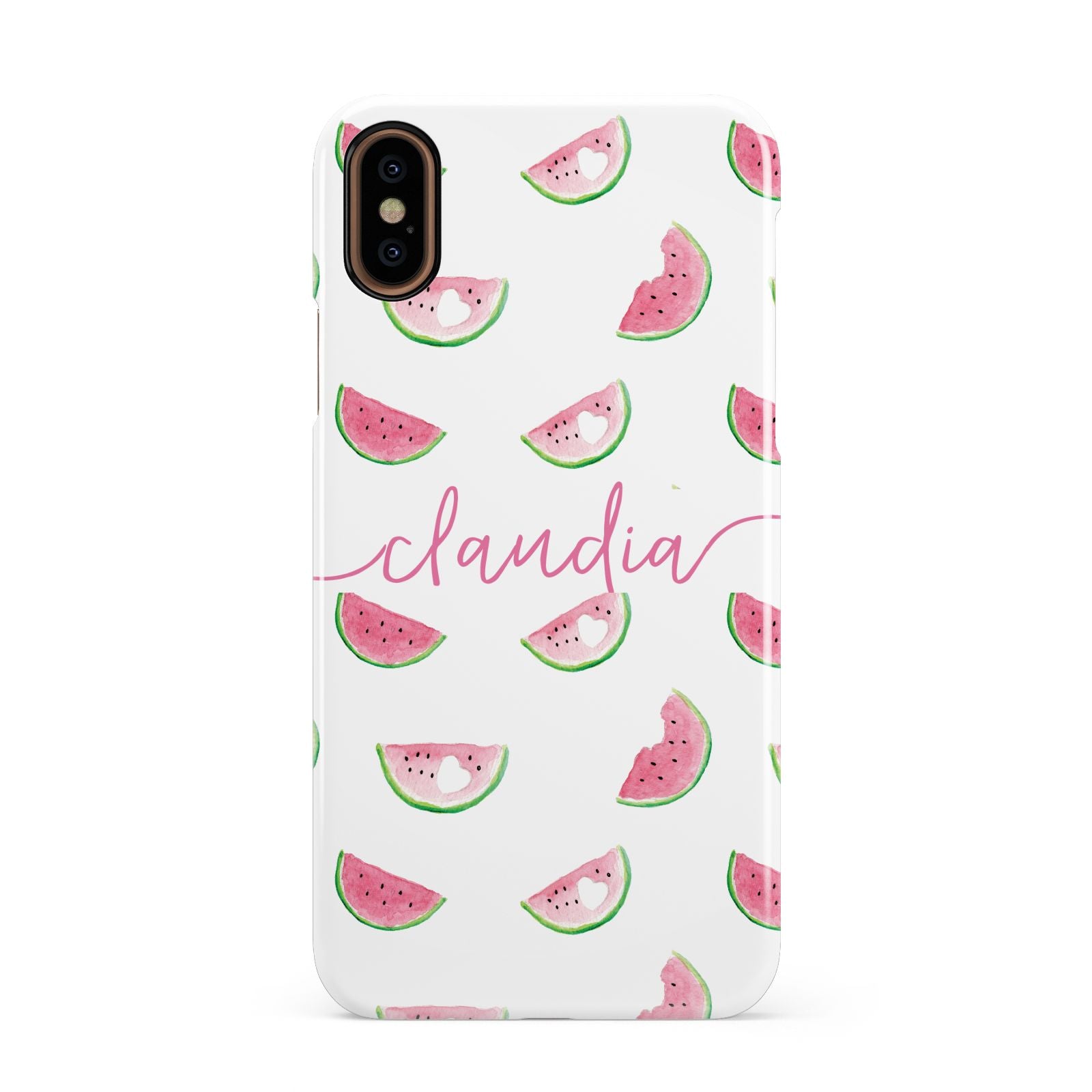 Personalised Transparent Watermelon Apple iPhone XS 3D Snap Case