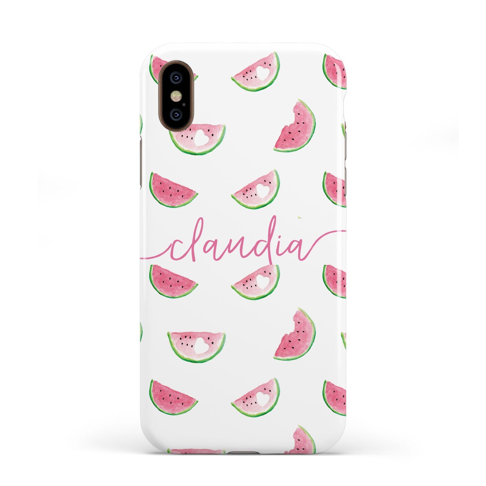 Personalised Transparent Watermelon Apple iPhone XS 3D Tough