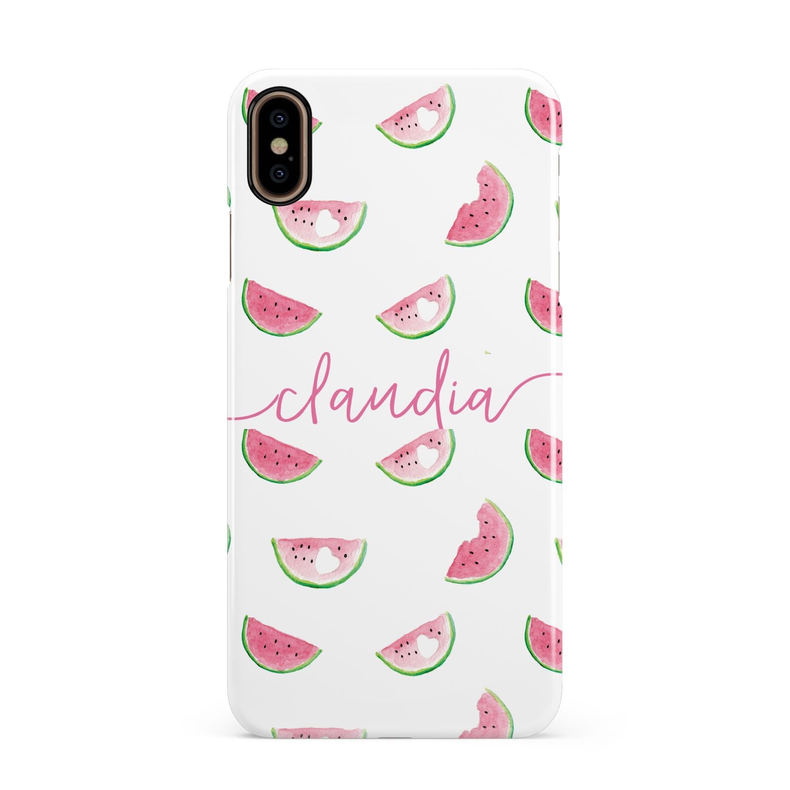 Personalised Transparent Watermelon Apple iPhone Xs Max 3D Snap Case