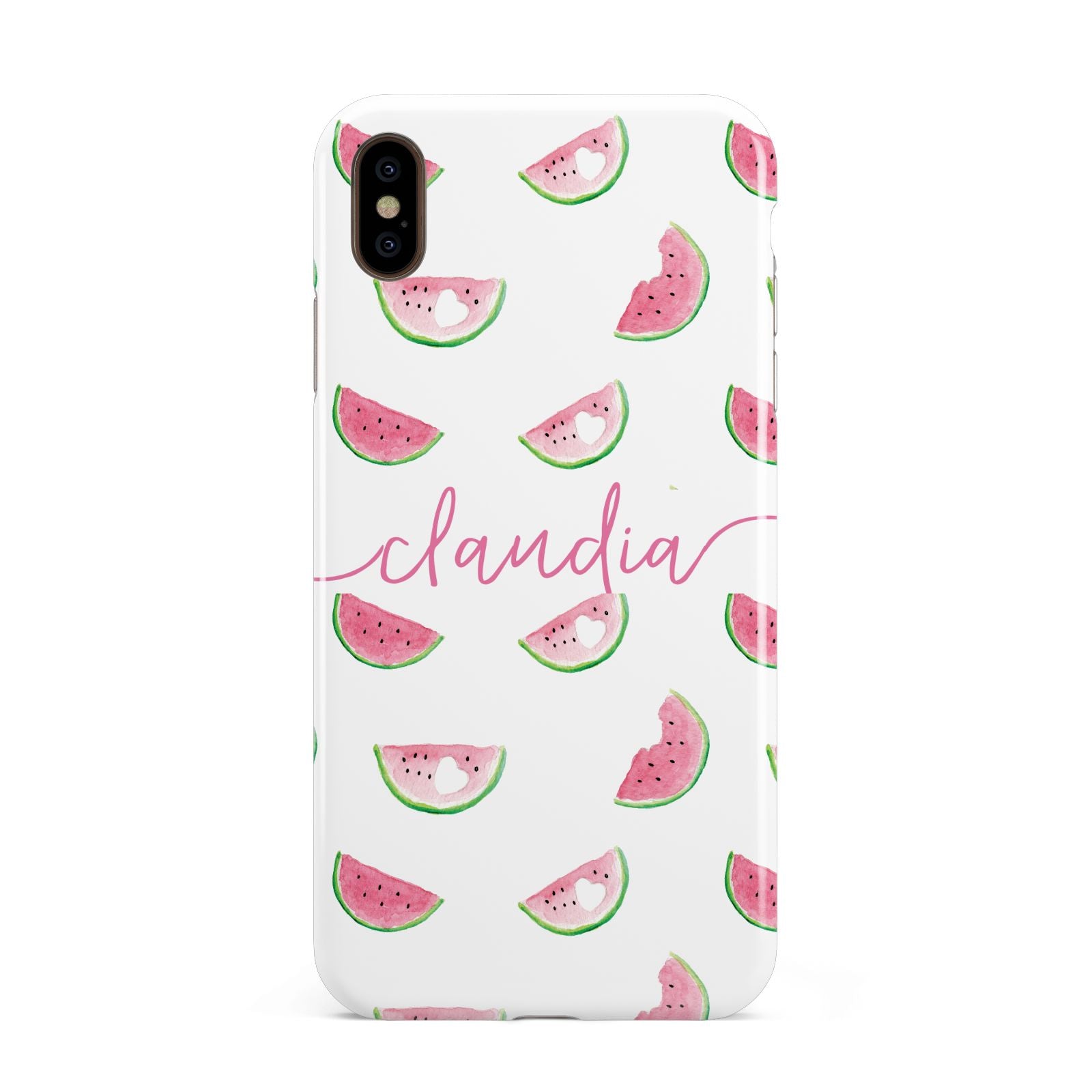 Personalised Transparent Watermelon Apple iPhone Xs Max 3D Tough Case