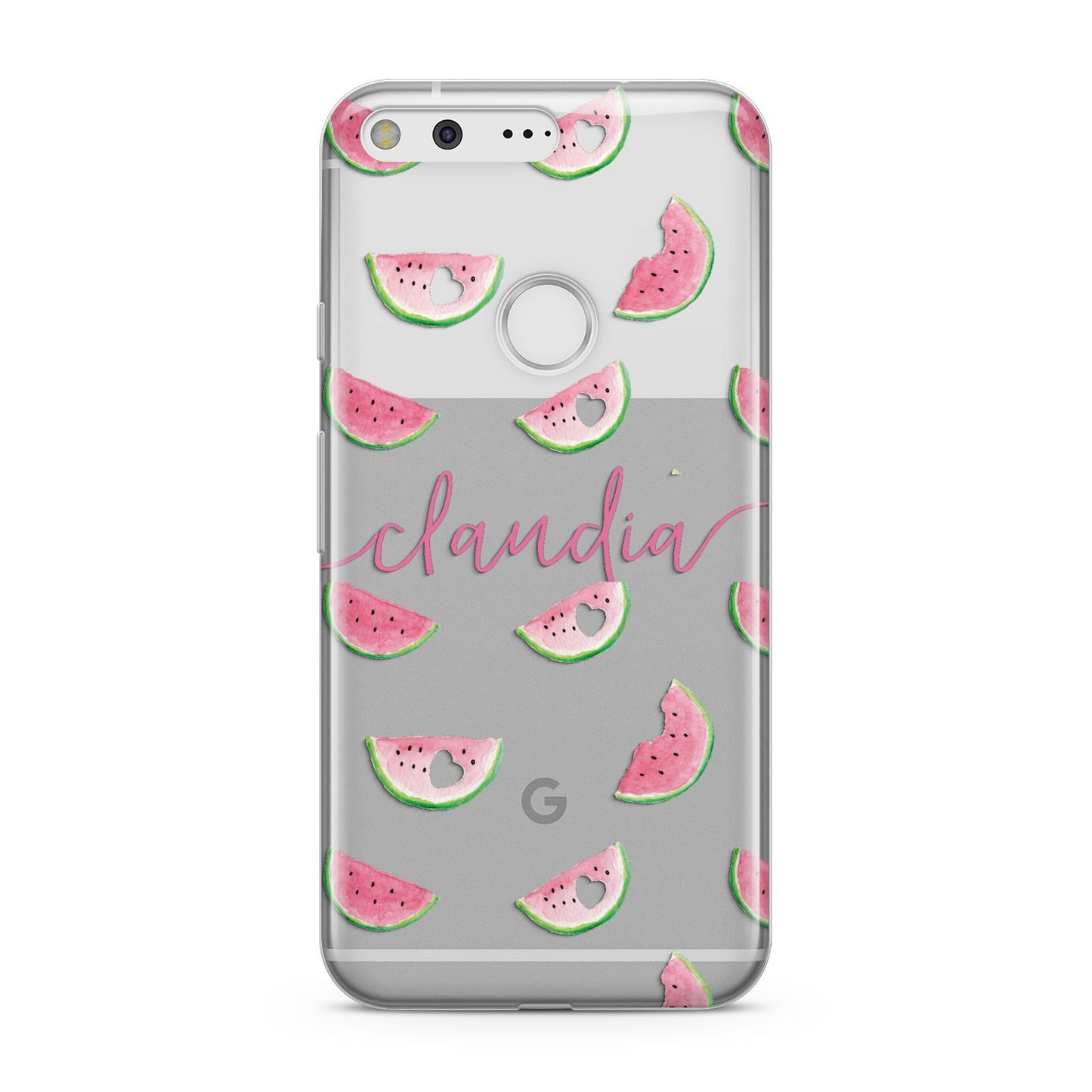 Personalised Transparent Watermelon Google Pixel Case