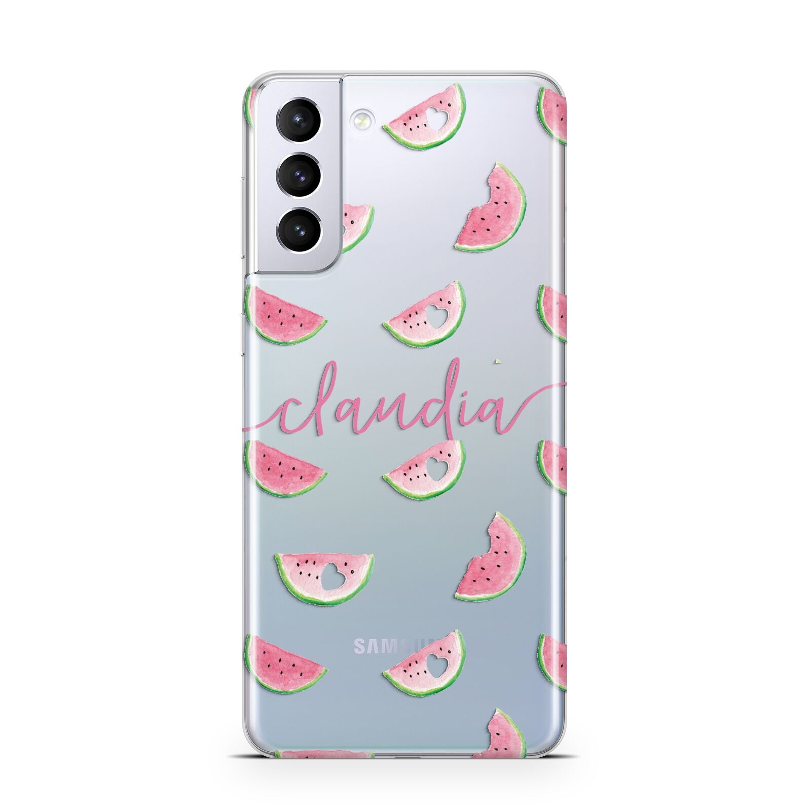 Personalised Transparent Watermelon Samsung S21 Plus Phone Case