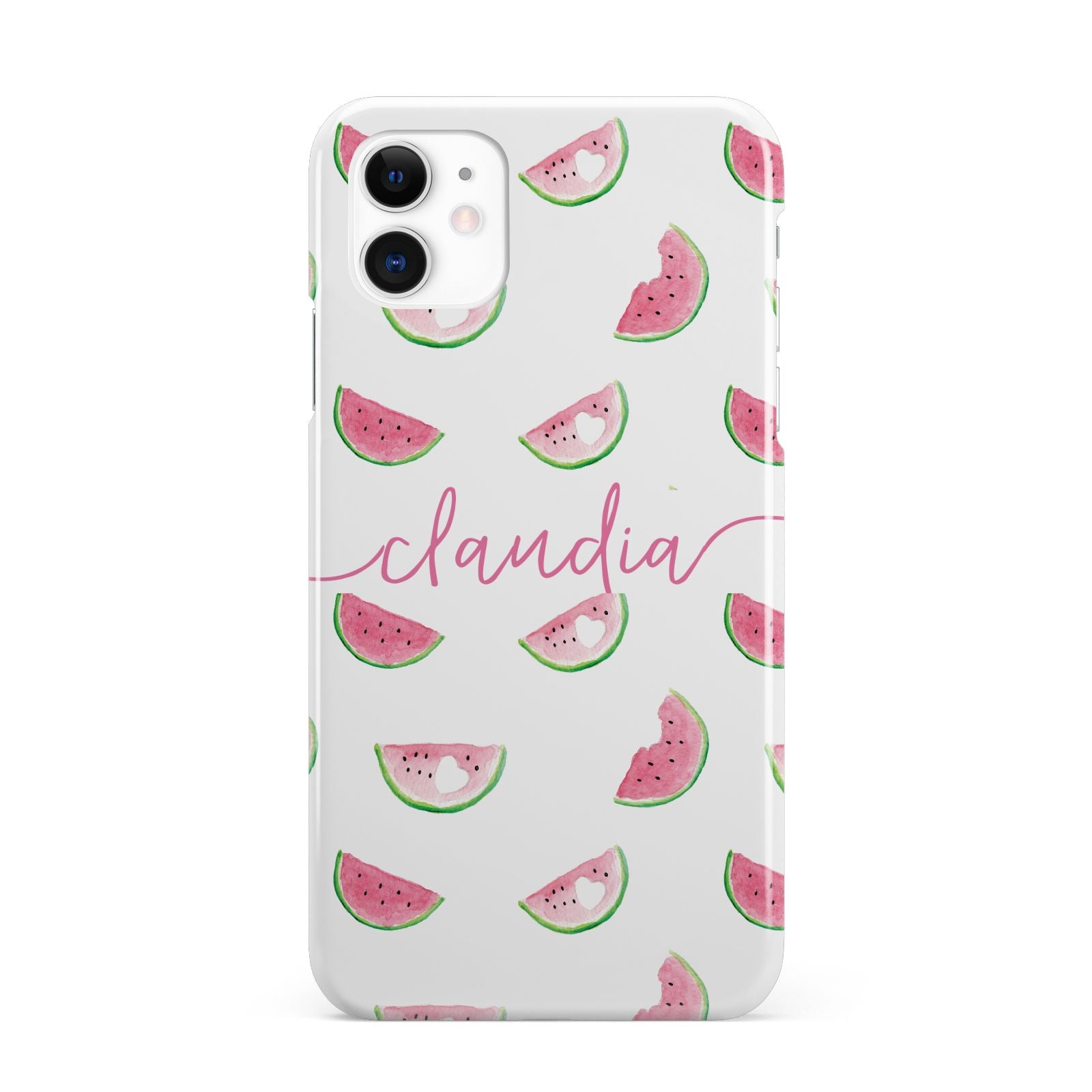 Personalised Transparent Watermelon iPhone 11 3D Snap Case