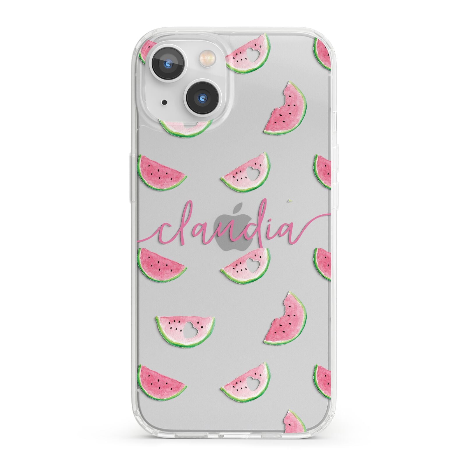 Personalised Transparent Watermelon iPhone 13 Clear Bumper Case