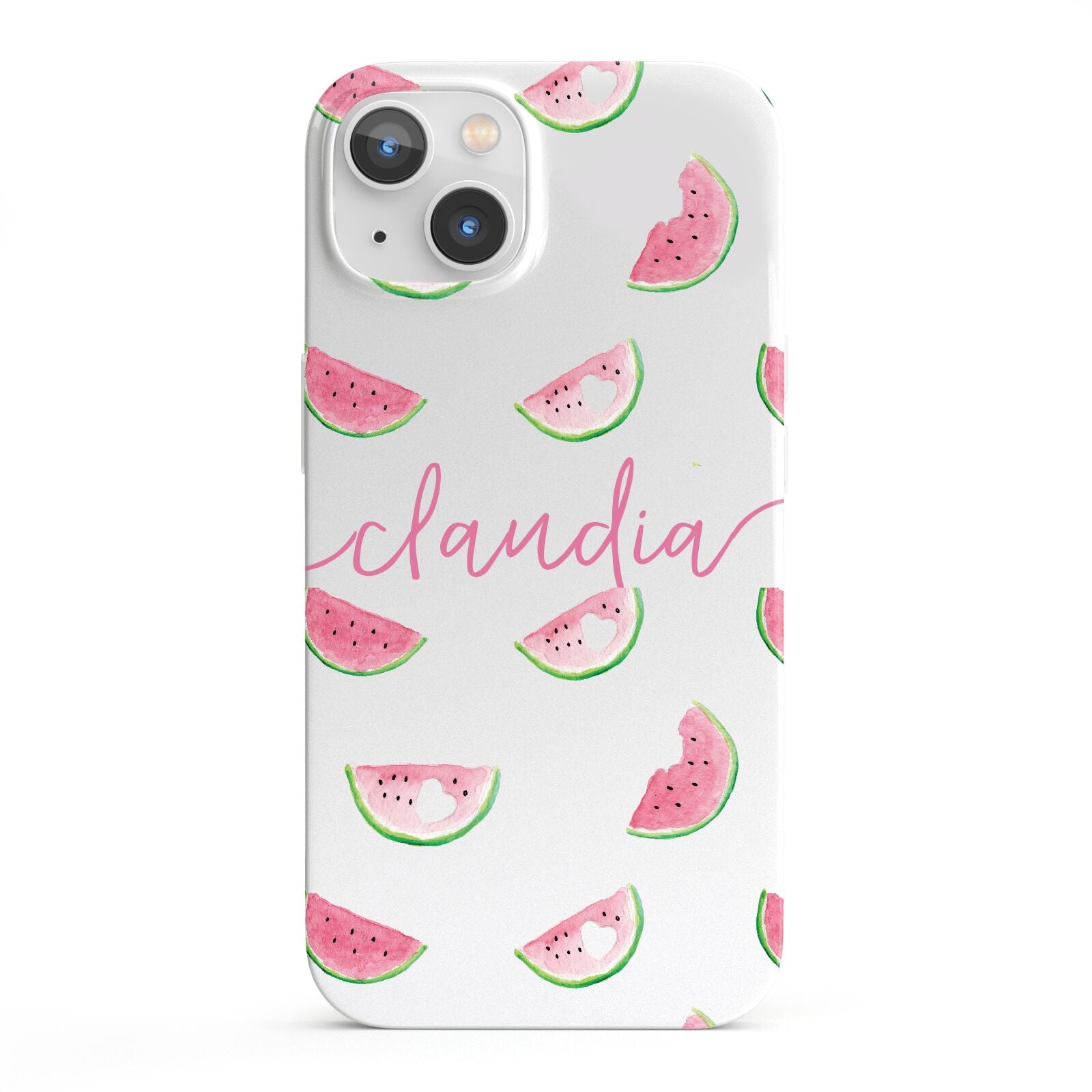 Personalised Transparent Watermelon iPhone 13 Full Wrap 3D Snap Case