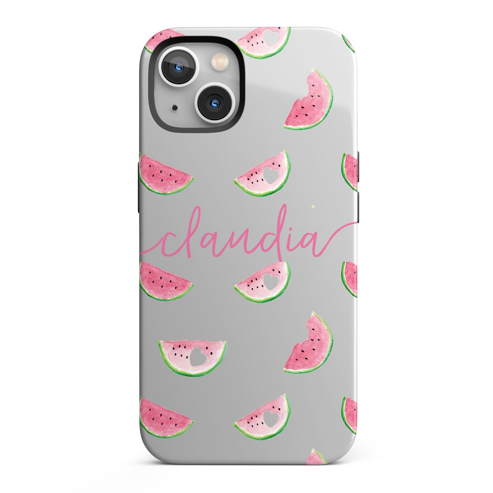 Personalised Transparent Watermelon iPhone 13 Full Wrap 3D Tough Case