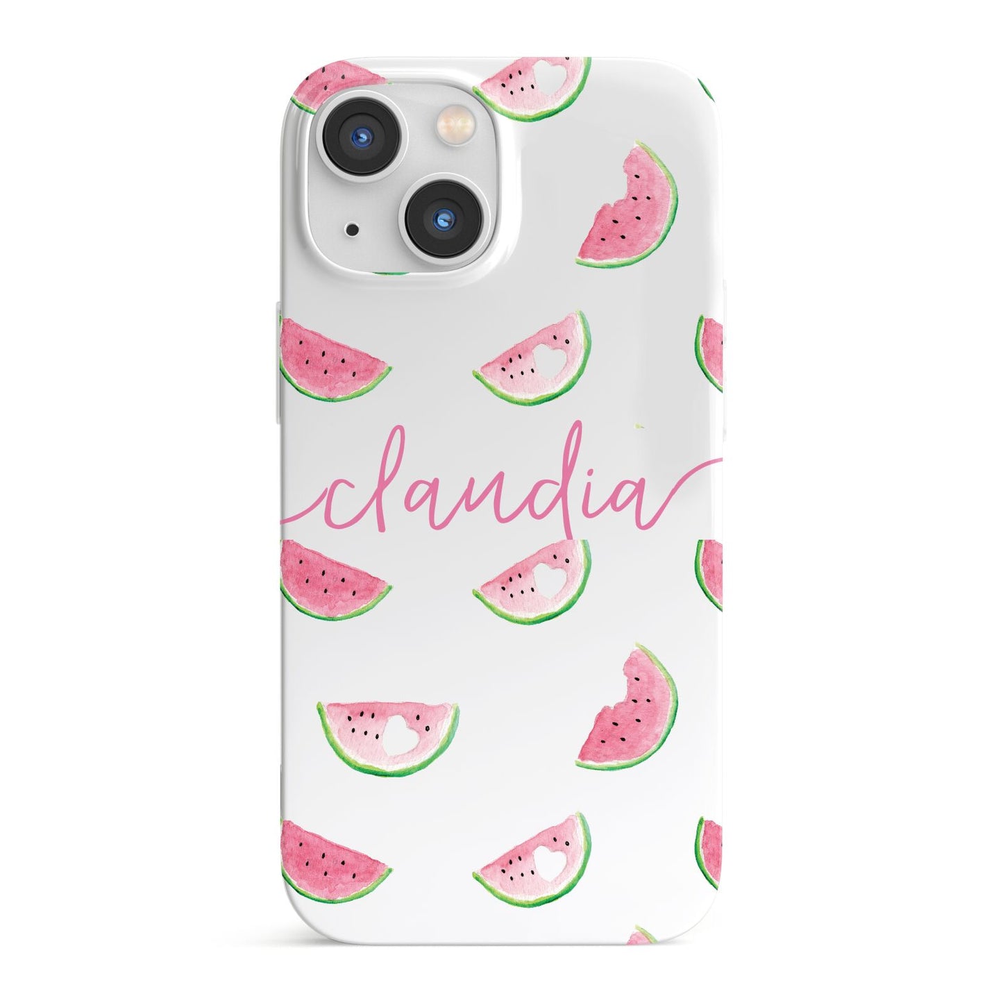 Personalised Transparent Watermelon iPhone 13 Mini Full Wrap 3D Snap Case