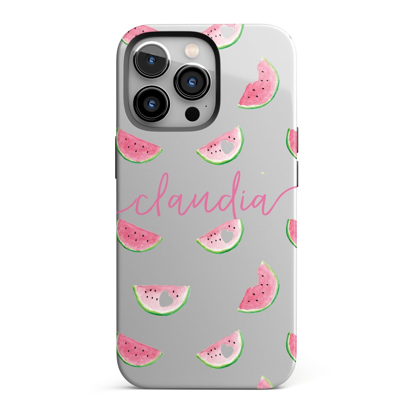 Personalised Transparent Watermelon iPhone 13 Pro Full Wrap 3D Tough Case