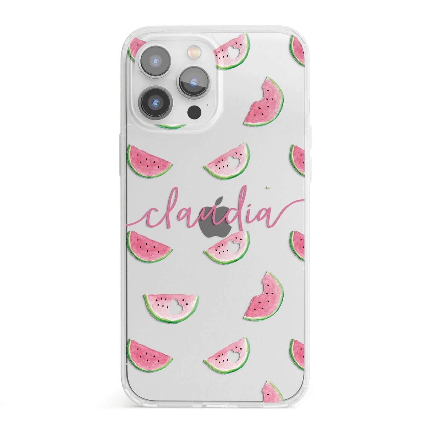 Personalised Transparent Watermelon iPhone 13 Pro Max Clear Bumper Case