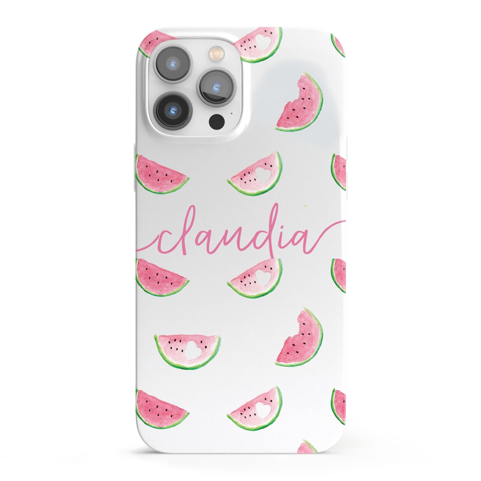 Personalised Transparent Watermelon iPhone 13 Pro Max Full Wrap 3D Snap Case