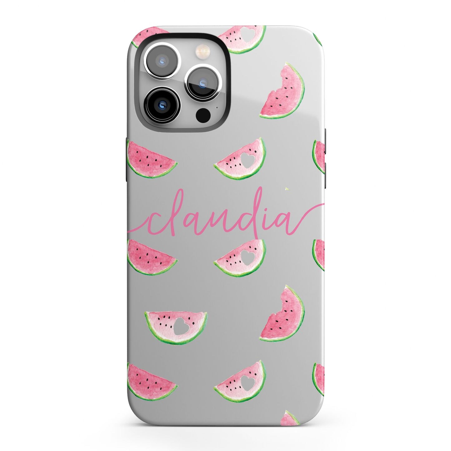 Personalised Transparent Watermelon iPhone 13 Pro Max Full Wrap 3D Tough Case