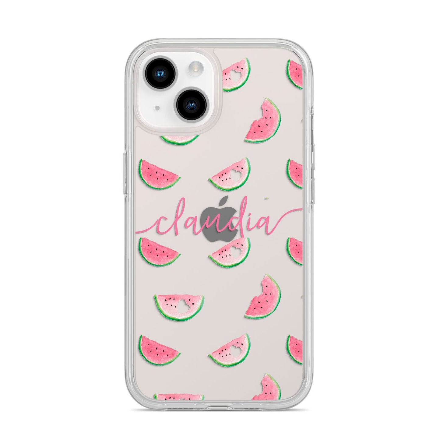 Personalised Transparent Watermelon iPhone 14 Clear Tough Case Starlight