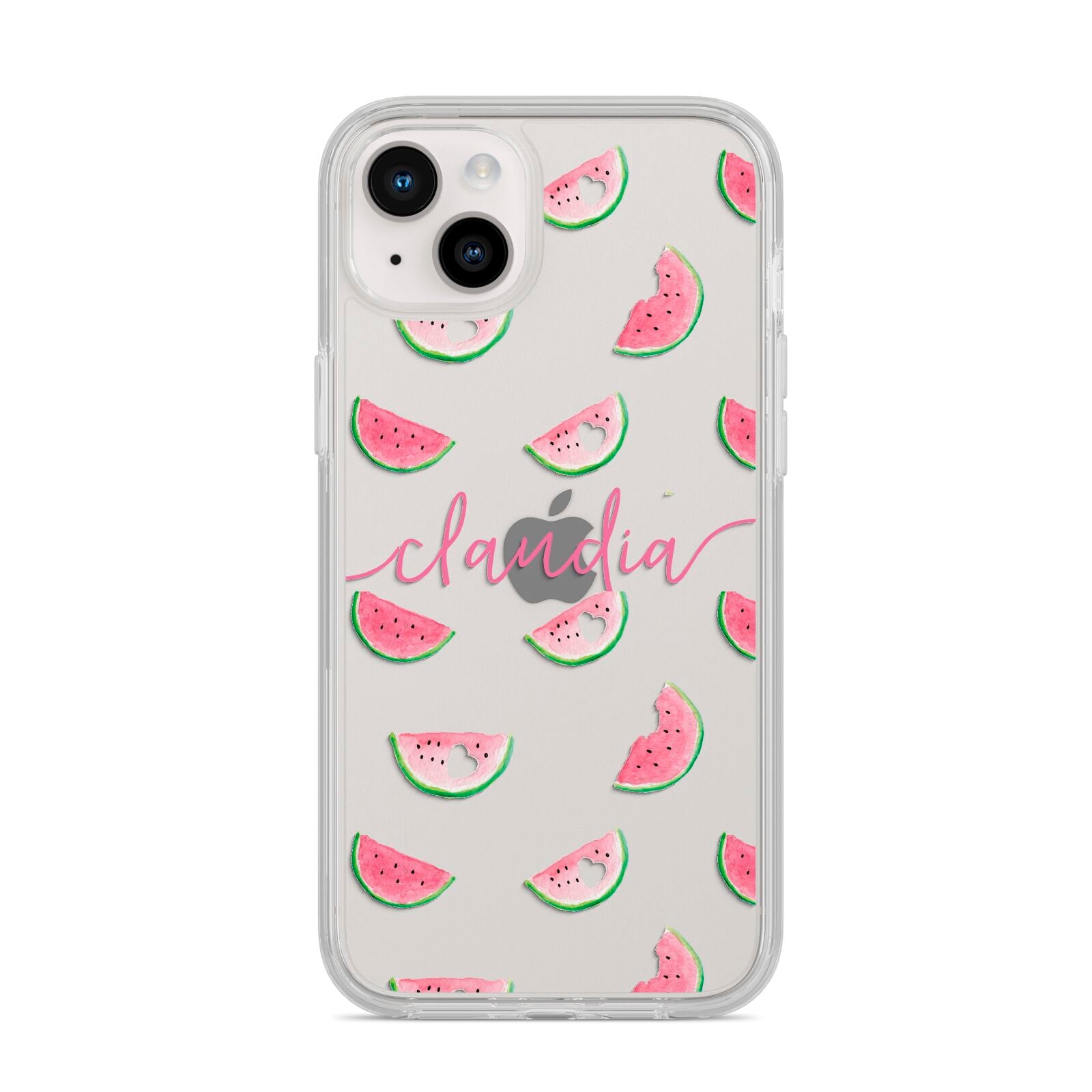 Personalised Transparent Watermelon iPhone 14 Plus Clear Tough Case Starlight