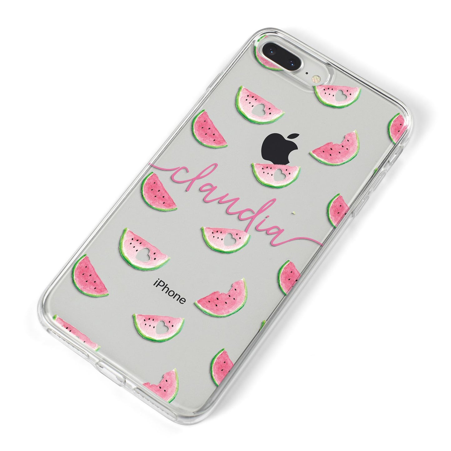 Personalised Transparent Watermelon iPhone 8 Plus Bumper Case on Silver iPhone Alternative Image